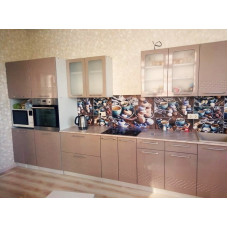 Кухня Капля 3.9 м кофе с молоком глянец