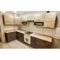 Кухня угловая Лофт 1.2 на 3.4 м дуб майский / бетон темный